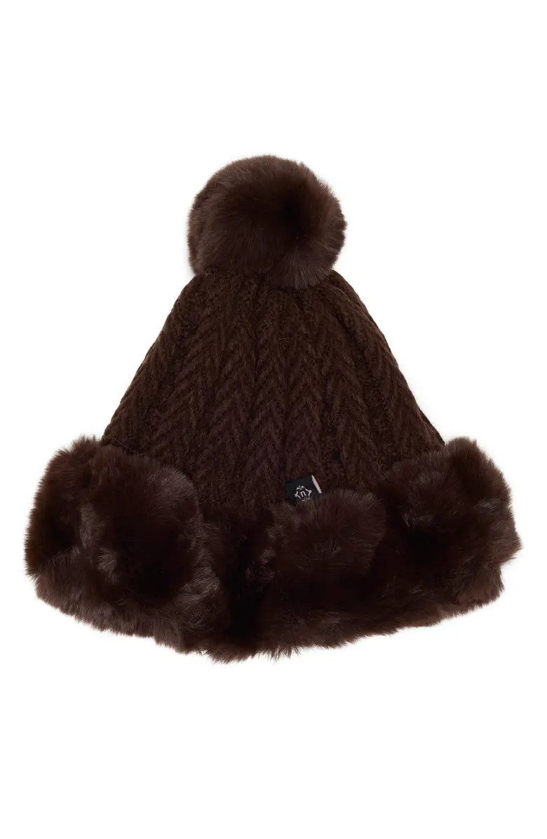 Oversize Faux Fur Pom Pom Beanie | Nordstrom Rack