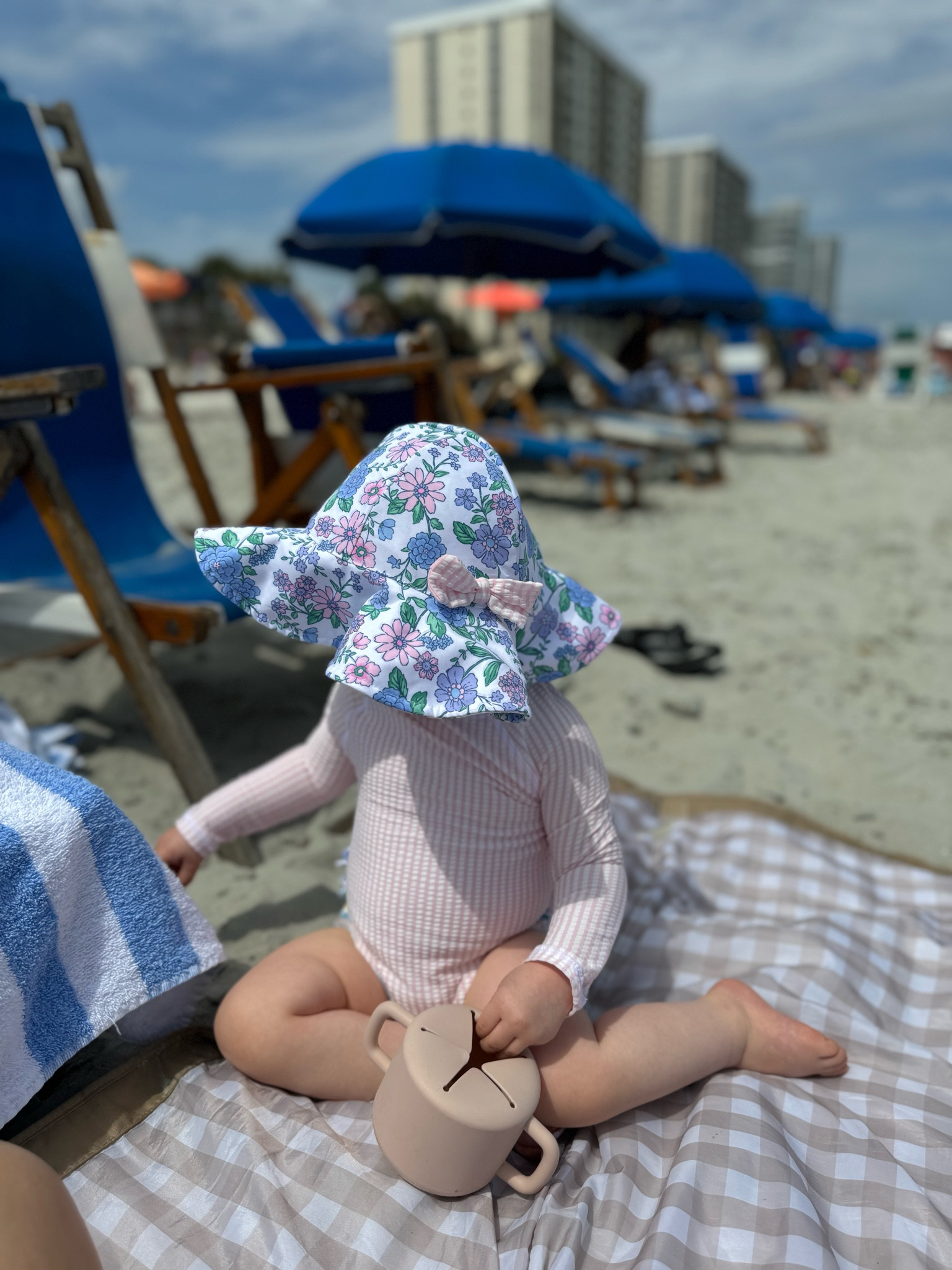 Beach summer baby swimsuit and sun hat with rashguard 

#LTKTravel #LTKFamily #LTKBaby