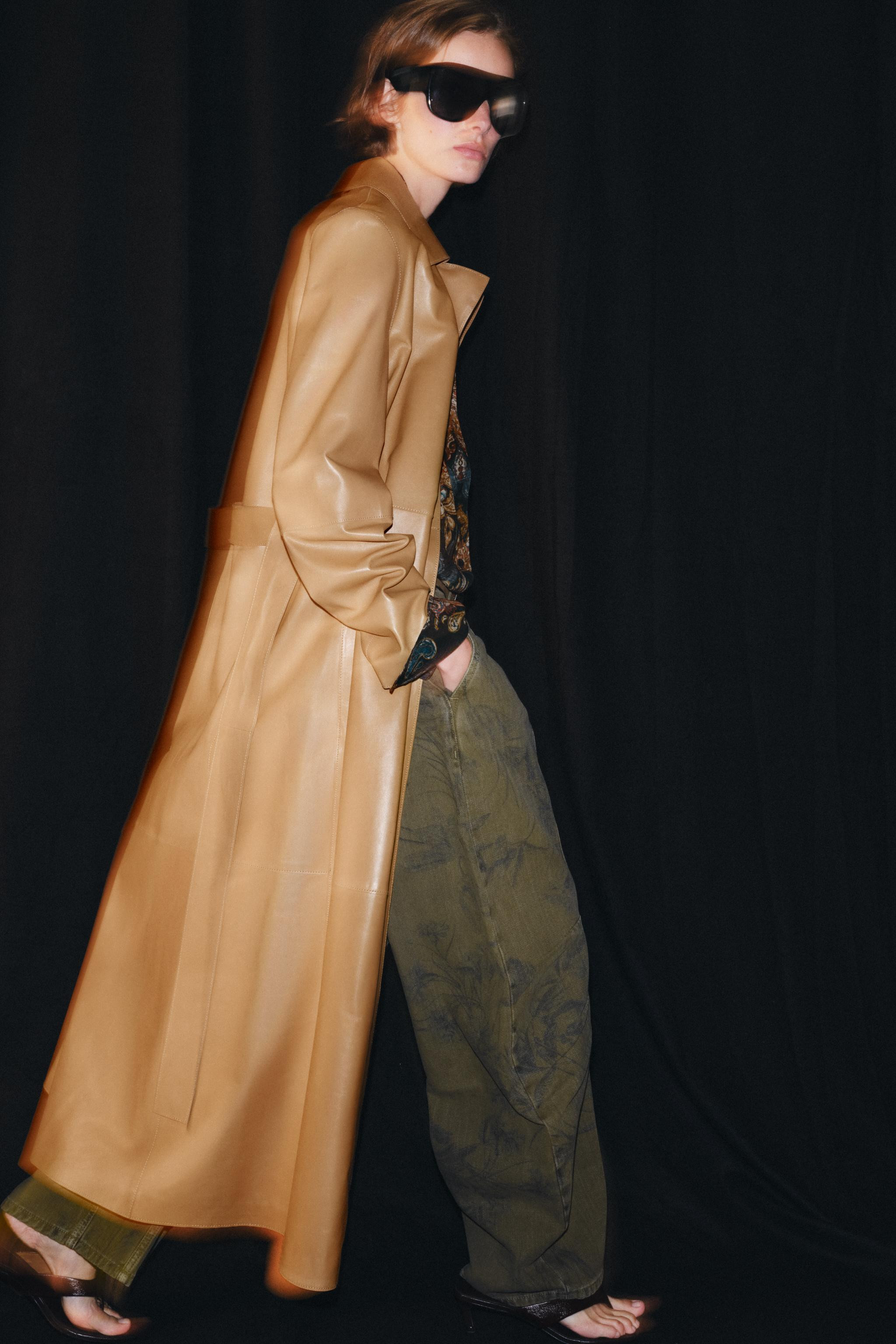 ZW COLLECTION 100% LEATHER BELTED COAT | Zara US
