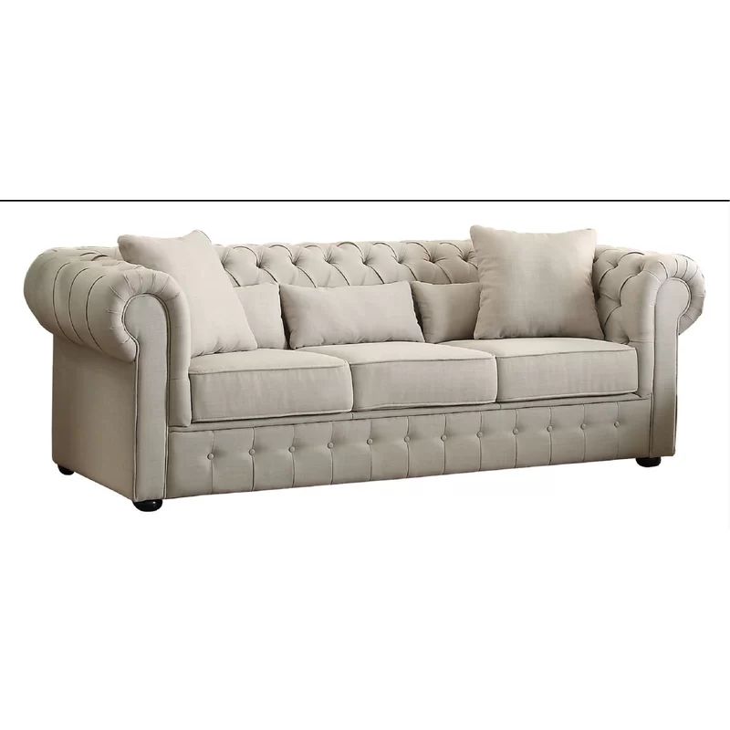 Arrion 98.5'' Rolled Arm Chesterfield Sofa with Reversible Cushions | Wayfair North America