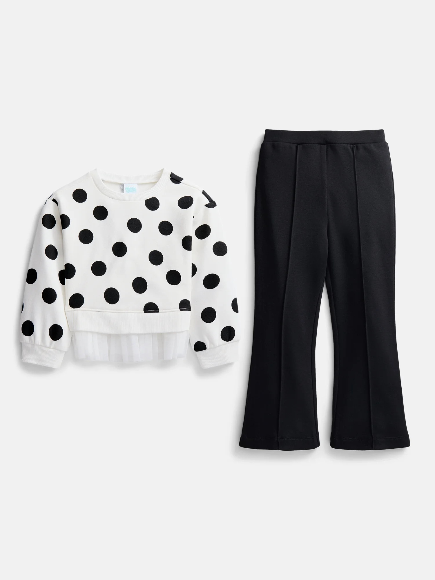 Wonder Nation Toddler Girls Crewneck and Flare Leggings, 2-Piece,Outfit Set, Sizes 12M-5T | Walmart (US)