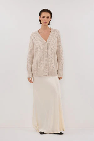 MARA CHALK CABLE KNIT CARDIGAN | DISSH