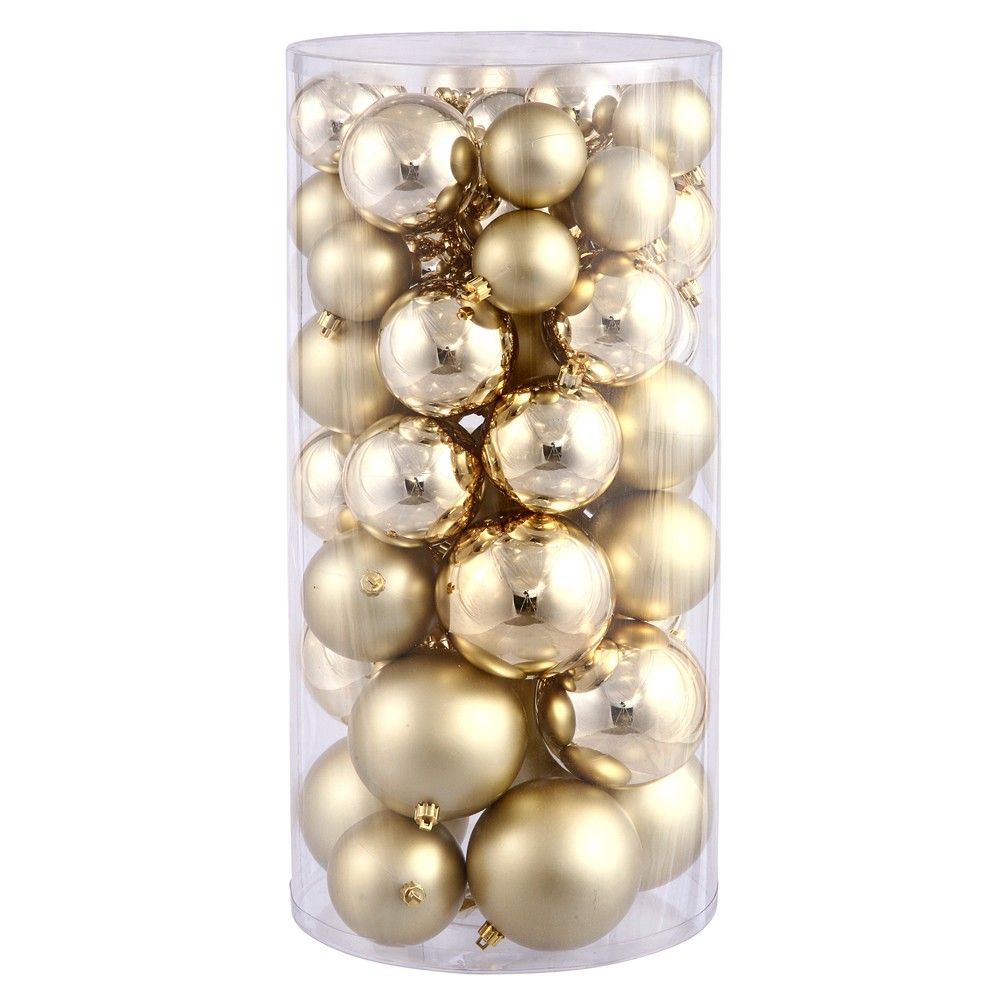 Vickerman 1.5""-2"" Gold Shiny/Matte Finish Ball Christmas Ornament, 50 per Box | Target