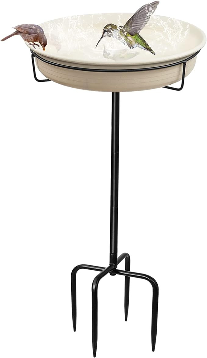 28In Freestanding Birdbaths Bowl Outdoor, Free Standing Garden Bird Bath Bird Feeder Bowl with Me... | Amazon (US)