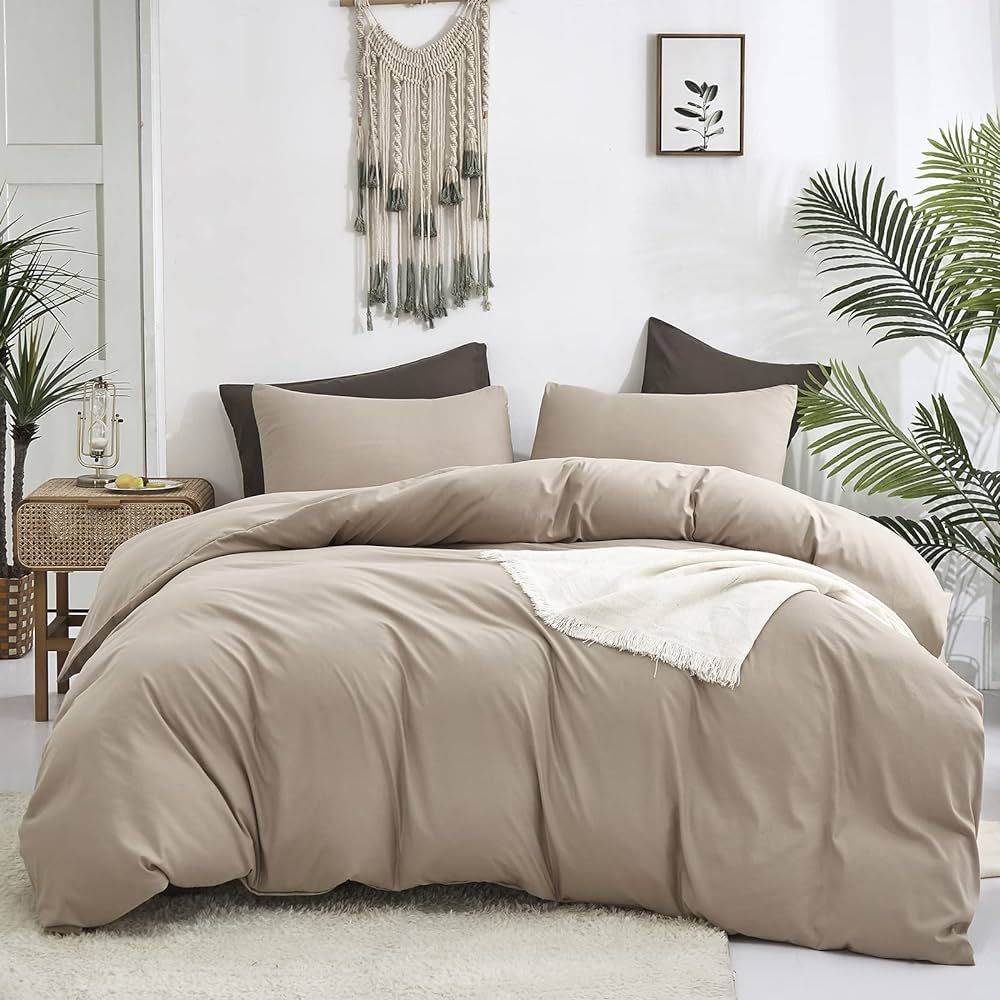 Cottonight Khaki Comforter Set King Cream Coffee Bedding Comforter Set Cream Khaki Solid Blanket ... | Amazon (US)