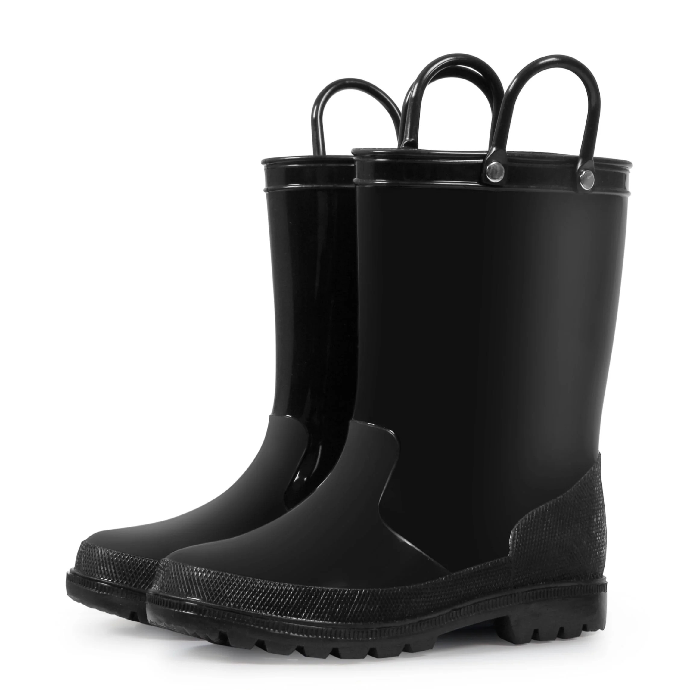 Kushyshoo Kids Rain Boots for Girls Boys Waterproof Rain Shoes with Easy On Handless Black Solid ... | Walmart (US)