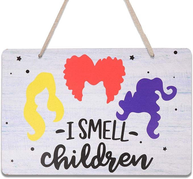 GEGEWOO Halloween Decor Hocus Pocus Wooden Door Hanger I Smell Children Hanging Sign Wreath Hangi... | Amazon (US)