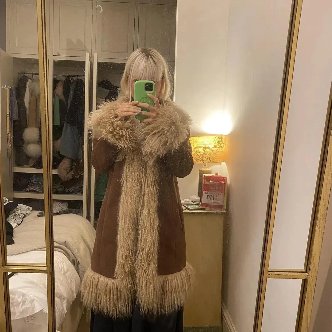 Penny Lane Coat Women Fur Coat Shearling Coat Toscana Fur Trim Afghan Coat Brown 80s Vintage Fur ... | Etsy (US)