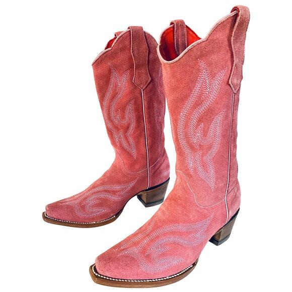 Planet Cowboy Pink Suede Western Boots Womens 8.5 USA Snip Toe Cowgirl Nashville | Poshmark