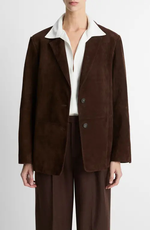 Vince Suede Blazer in Chocolate at Nordstrom, Size 0 | Nordstrom