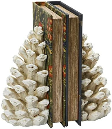 Creative Co-Op Resin Pinecone, Antique White Bookends | Amazon (US)