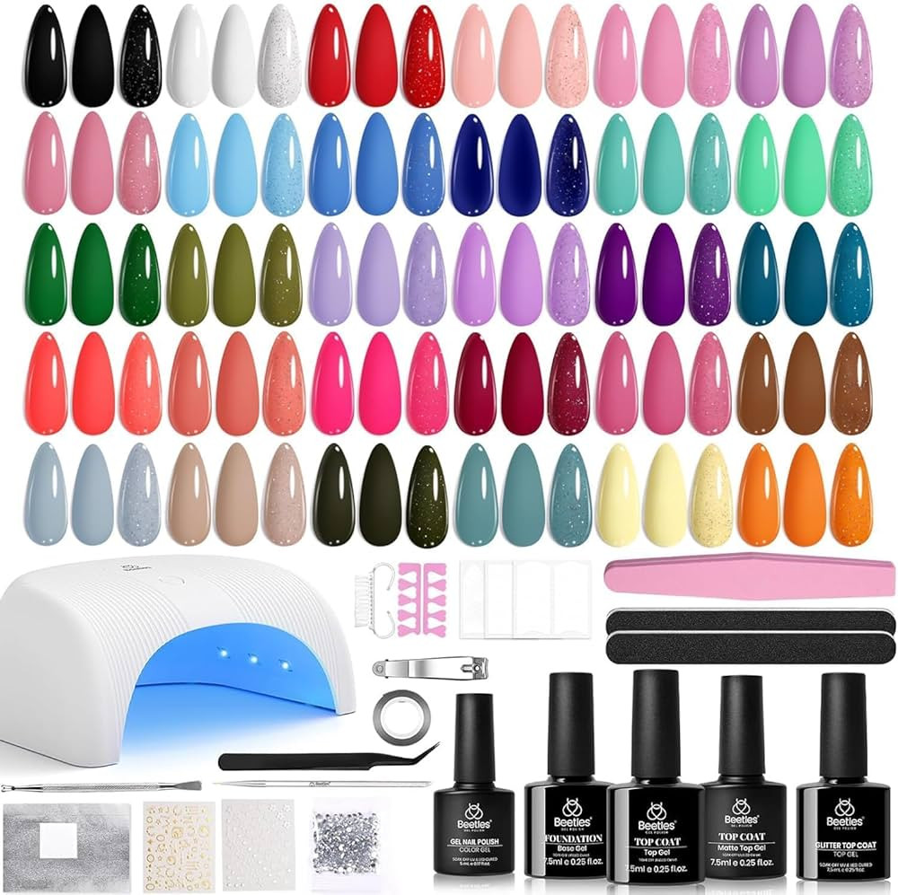 Beetles Gel Nail Polish Kit with U V Light -54 Pcs Gel Nail Kit Four Seasons Glow 32 Colors Set w... | Amazon (US)