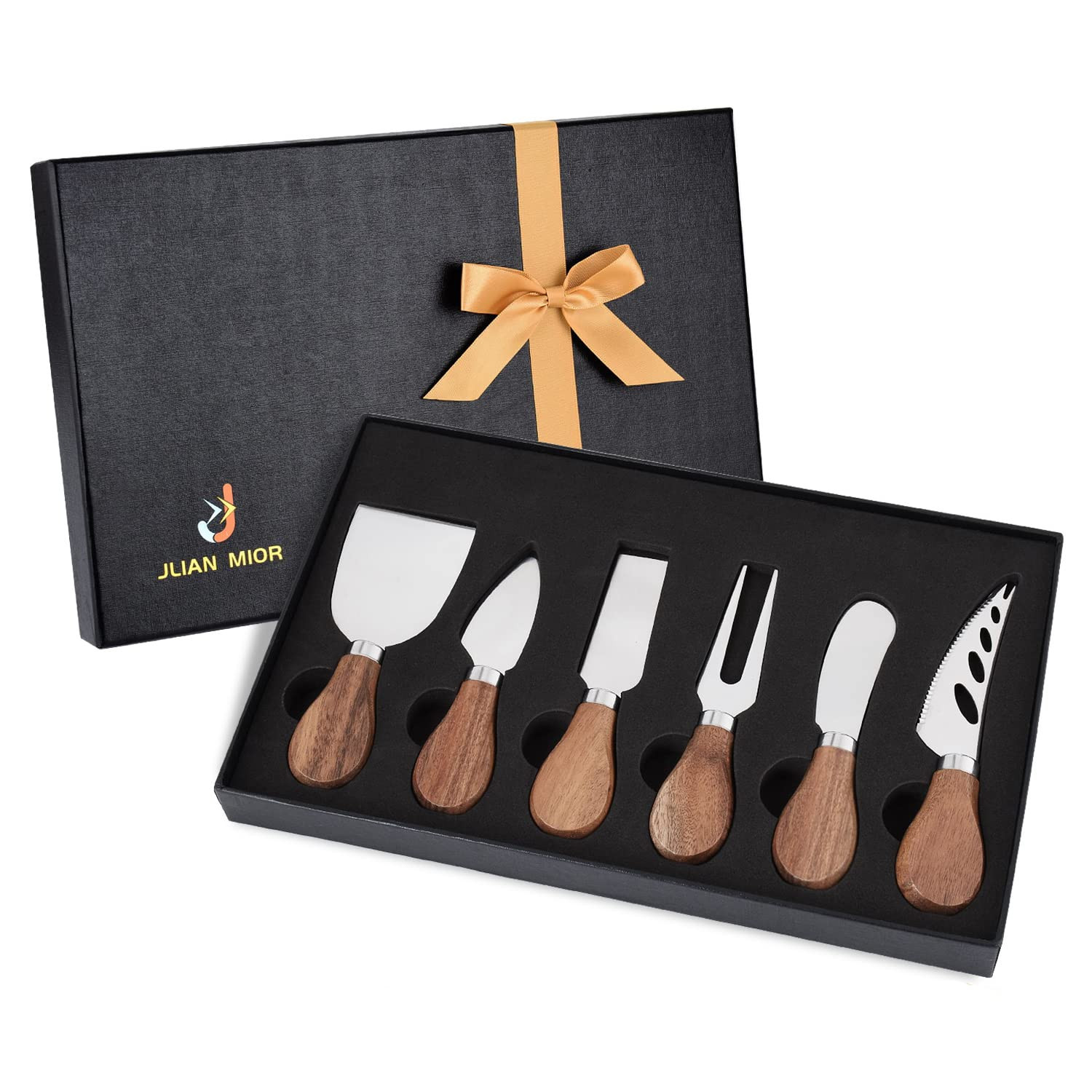Exquisite 6-Piece Cheese Knives Set, Stainless Steel Cheese Knife Set Collection (Acacia Wood Han... | Amazon (US)