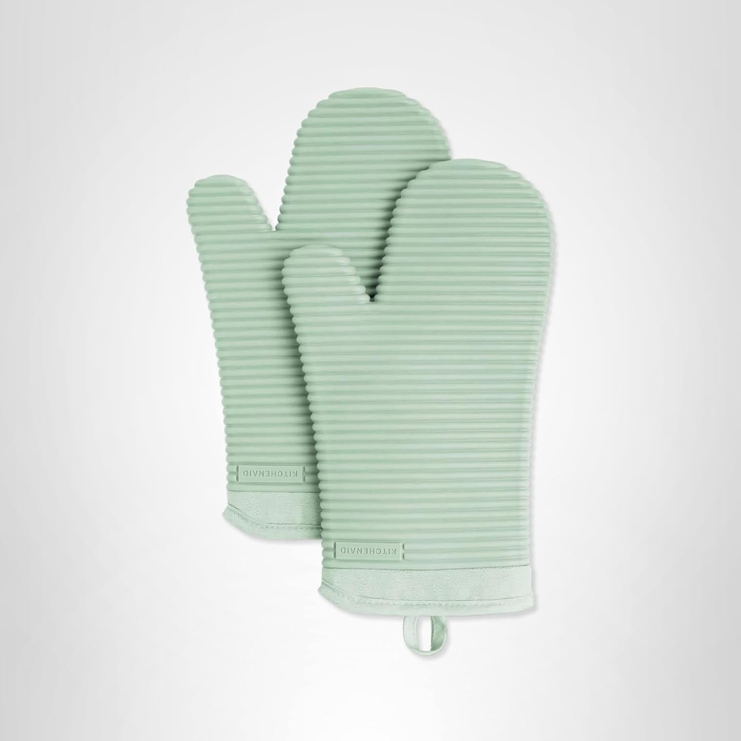 KITCHENAID Ribbed Soft Silicone Oven Mitt 2-Pack Set, 7.5"x13", Pistachio | Amazon (US)
