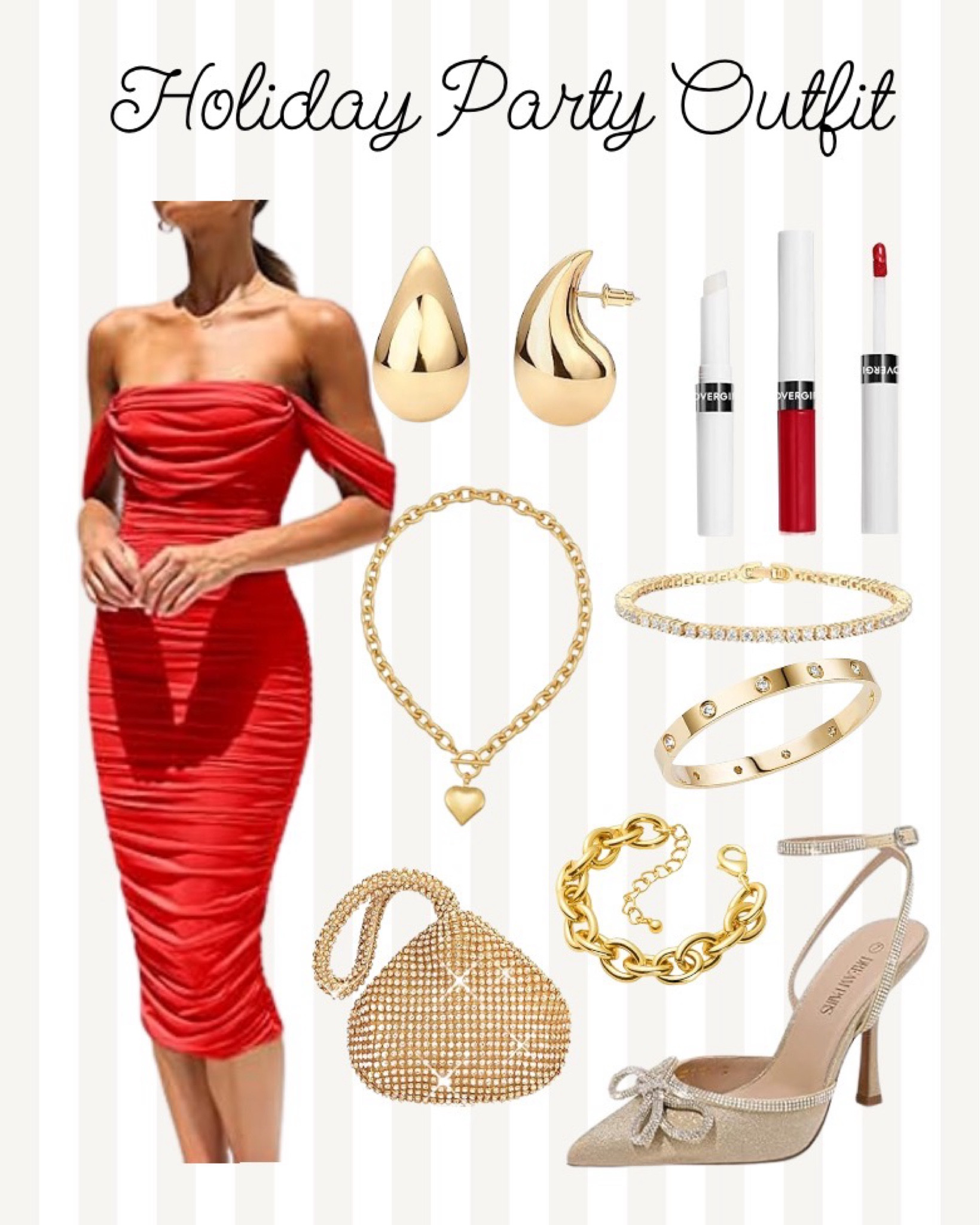 Holiday party outfit. Red dress and gold heels. 

Wear this to the company Christmas party or even a Christmas wedding. 

#LTKShoeCrush #LTKHoliday #LTKCyberWeek