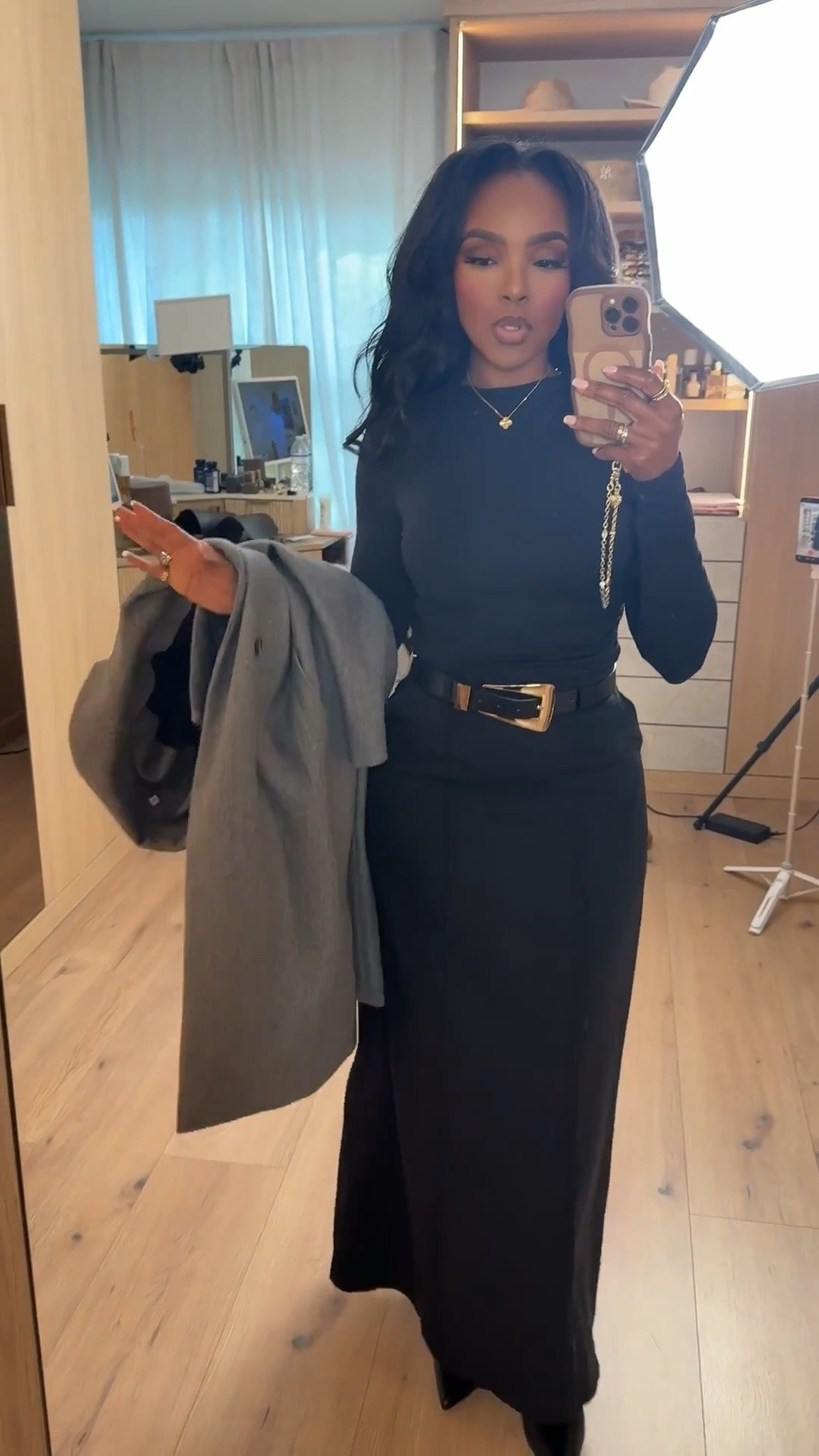 ✨ Effortlessly polished with a modern edge.
A sleek black base styled with wide-leg trousers, a fitted long-sleeve top, and a structured belt creates a timeless, flattering silhouette. Finished with a gray coat for that clean, elevated layering moment that works seamlessly from day to night.

Perfect for workdays, dinner plans, city errands, and casual evenings out.

📏 Sizing:
Top (Small) • Pants (27 Long) • Coat (Small) • Boots (True to size)
Measurements: 5’4” · 138 lbs · 34D · 27” waist · 40” hips

Black wide-leg pants outfit, elevated neutral looks, chic everyday style, modern workwear inspiration, minimalist fall fashion, effortless layered outfits.

✨ Everything linked below for easy shopping

Follow me on Instagram and YouTube @kirasfashionfinds

#LTKootd #LTKPetite