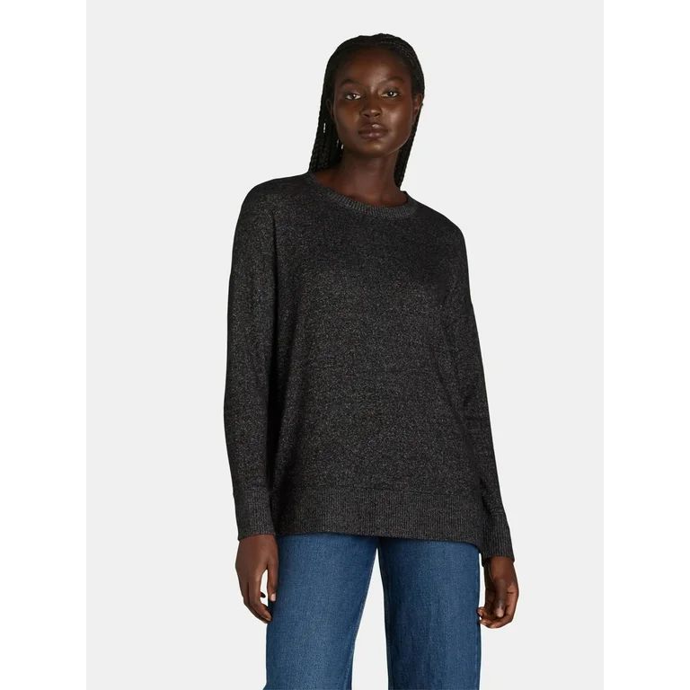 Time and Tru Women's Hacci Knit Pullover Sweatshirt with Long Sleeves, Sizes XS-XXXL - Walmart.co... | Walmart (US)