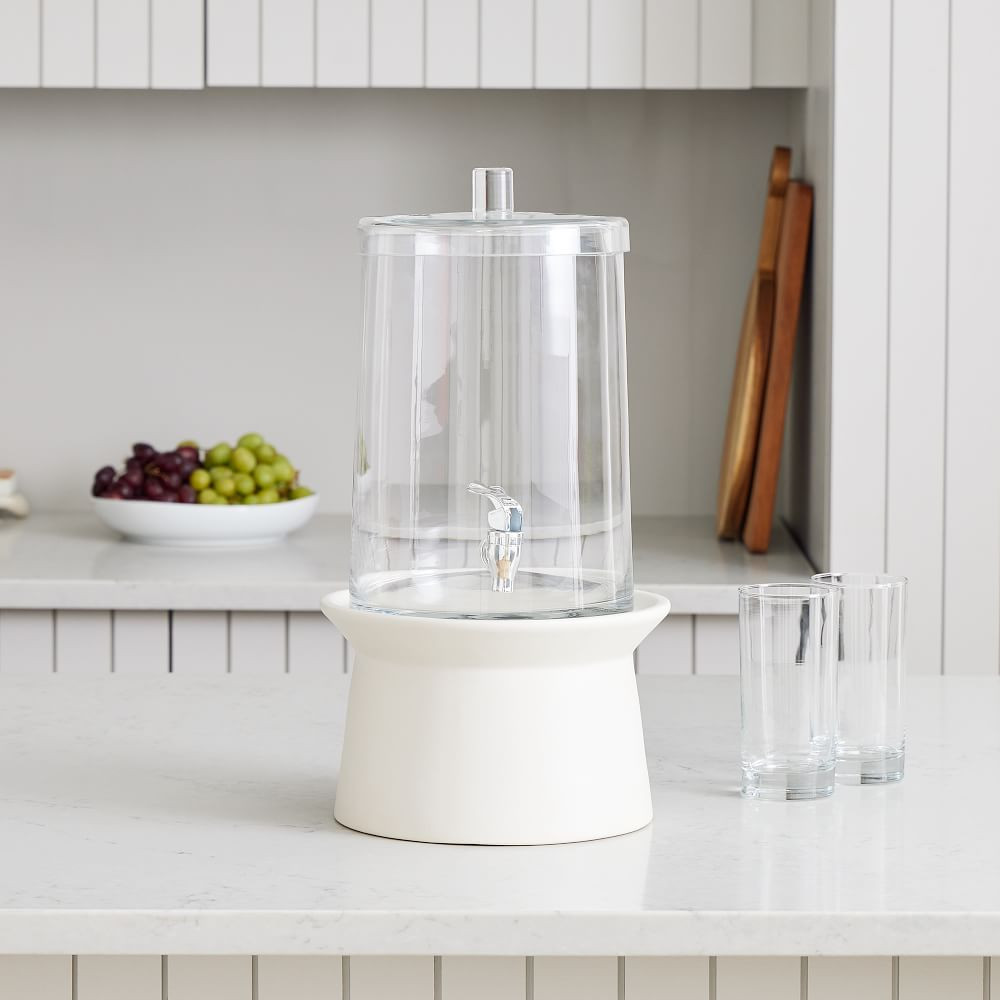 Large Glass Dispenser w/ Streamline Ceramic Stand Set of 2 | West Elm (US)