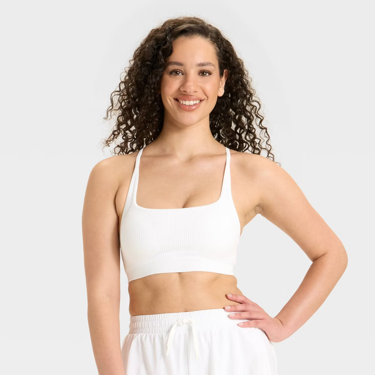 Women's Seamless Ribbed Light Support Sports Bra - All In Motion™ Berry Pink XL | Target