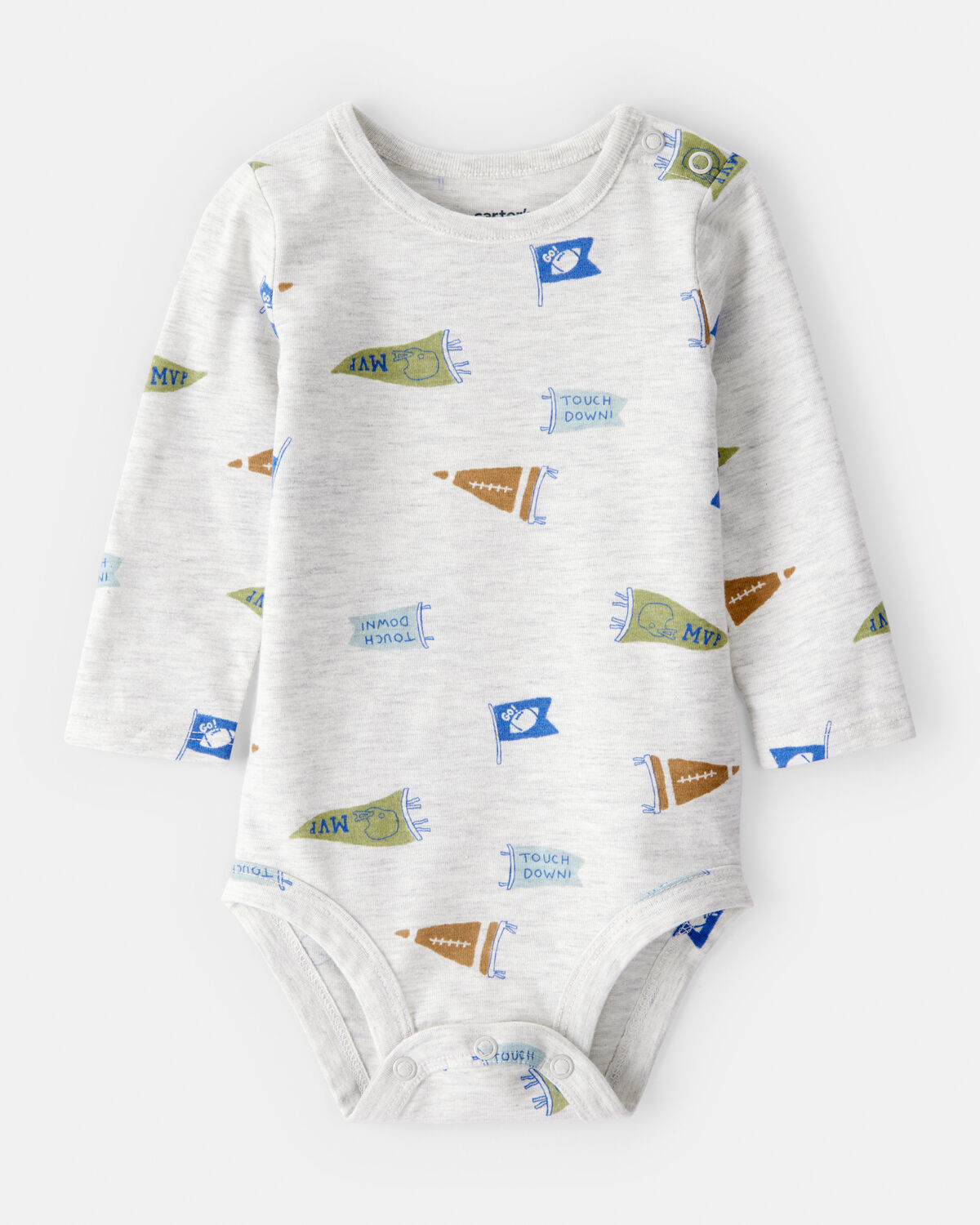 Baby Boy Football Print Long-Sleeve Fashion Bodysuit - Grey | Carter's Inc