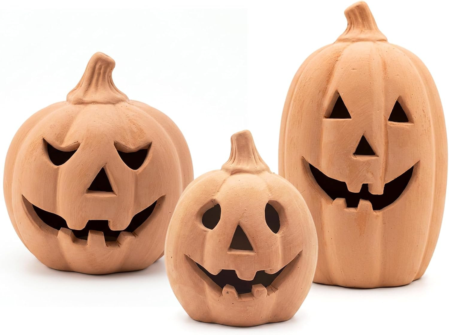 RAVESSIA Mini Terracotta Pumpkin Halloween Decor Set of 3, 6 in Max | Amazon (US)