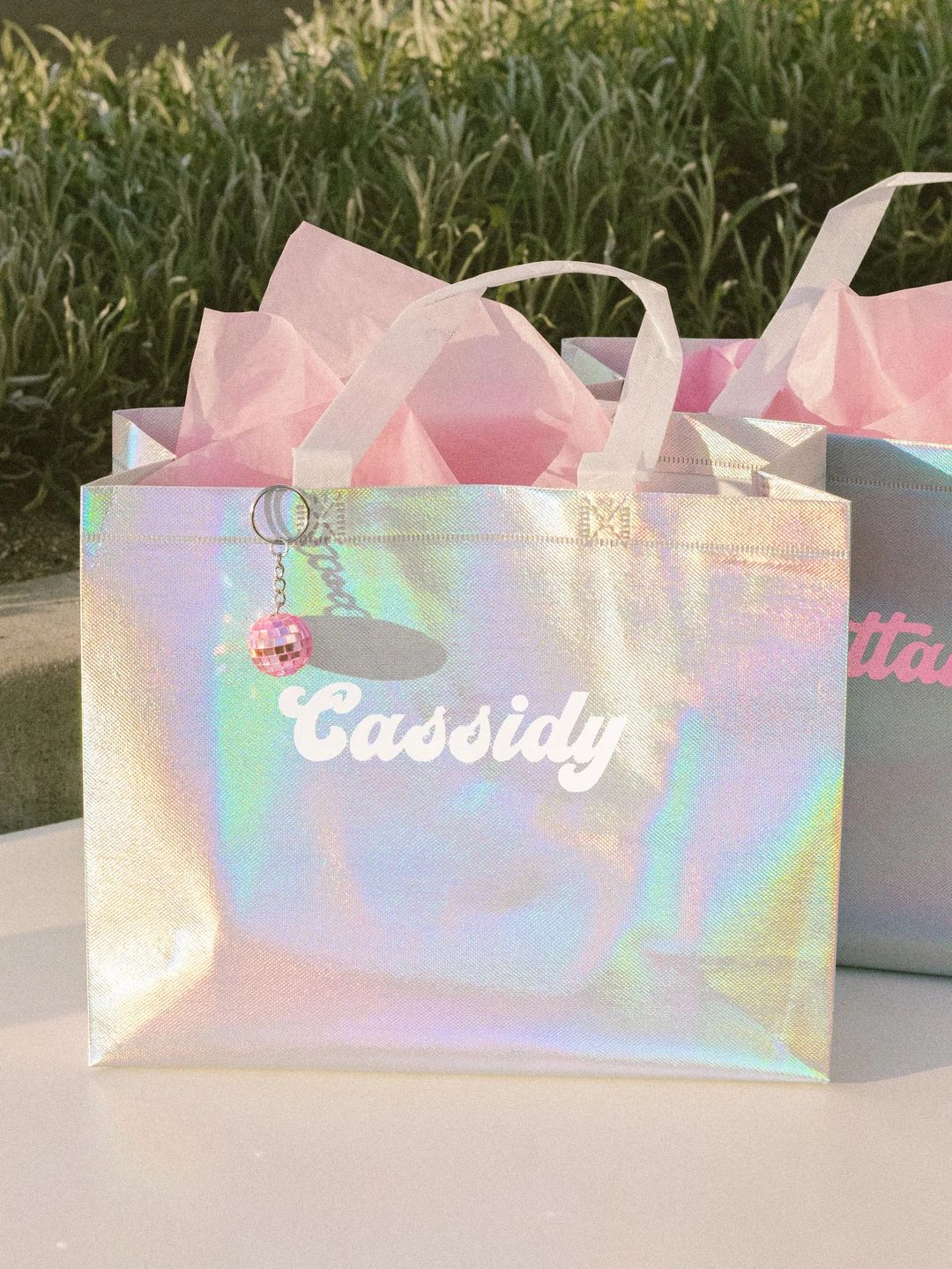 Retro Holographic Gift Bag Tote Bag Welcome Bachelorette Party Bag Personalized Girl Bags Beach G... | Etsy (US)