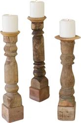 Gracie Oaks 3 Piece Assorted Reclaimed Wood Candlestick Set | Wayfair | Wayfair North America