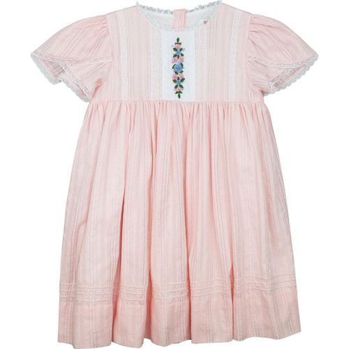 Pink Linen And Lace Embroidered Dress | Cecil and Lou