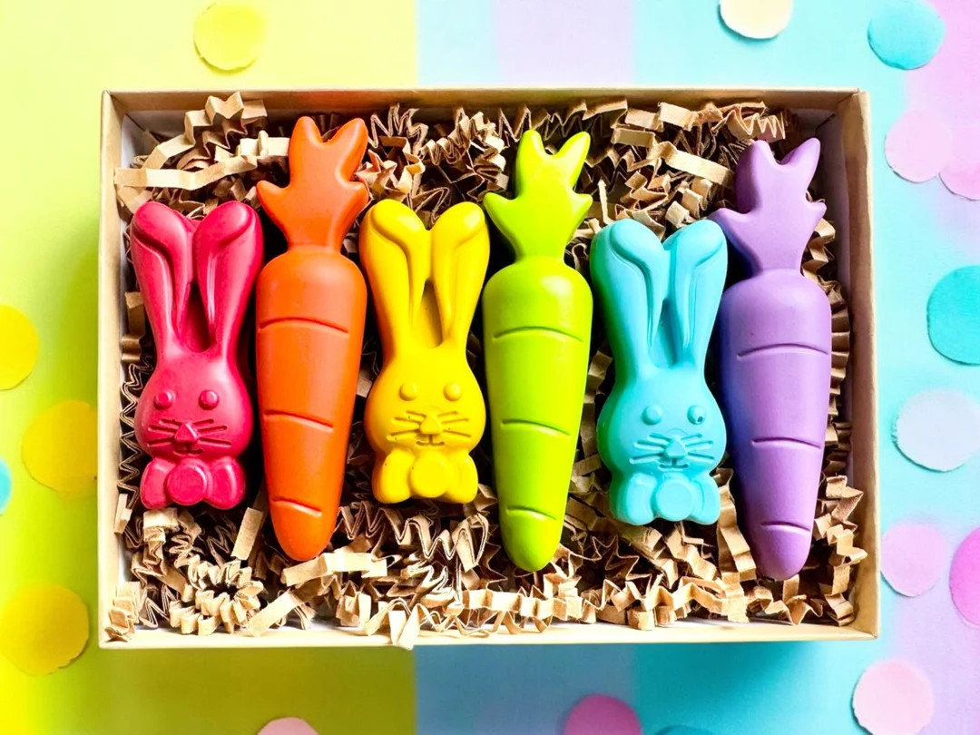 Easter Bunny & Carrot Crayons - Easter Basket Stuffers - Kids Easter Gifts - Easter Gifts for Kid... | Etsy (US)