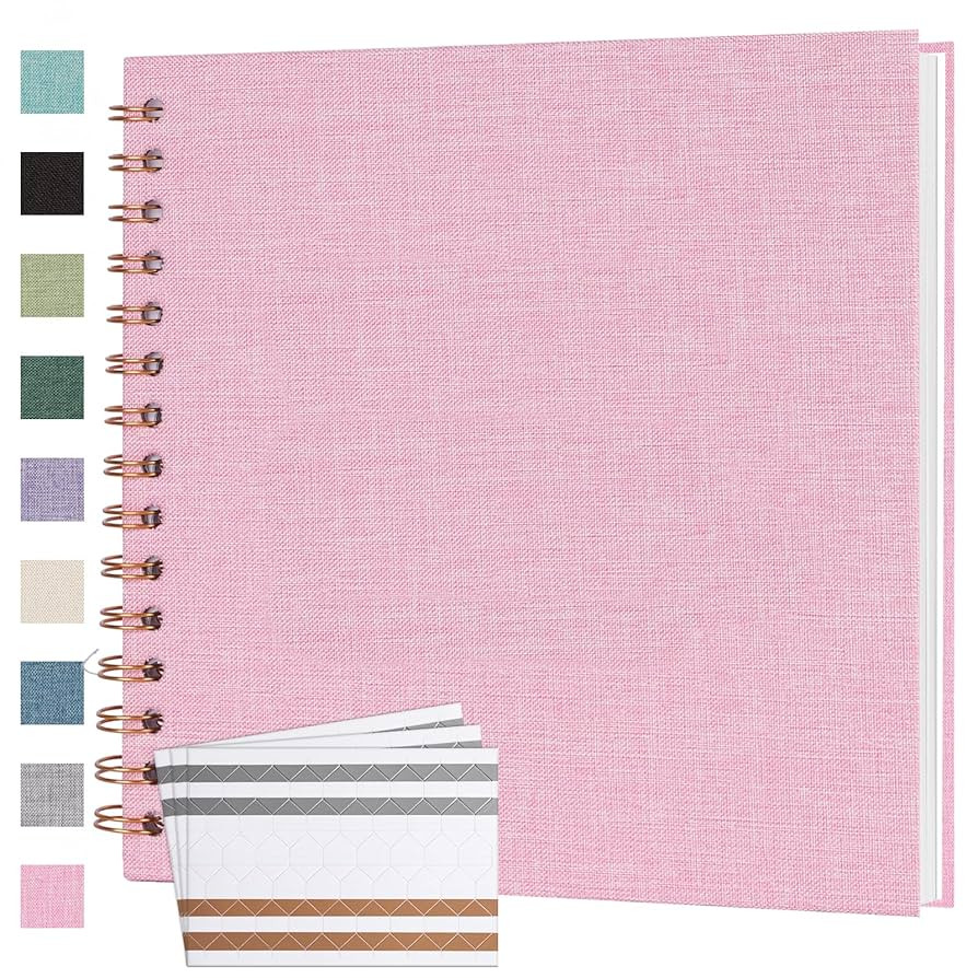 Scrapbook Photo Album 8x8 Inches 40 Pages Hardcover Kraft Paper Linen Cover Scrap Book Memory Boo... | Amazon (US)