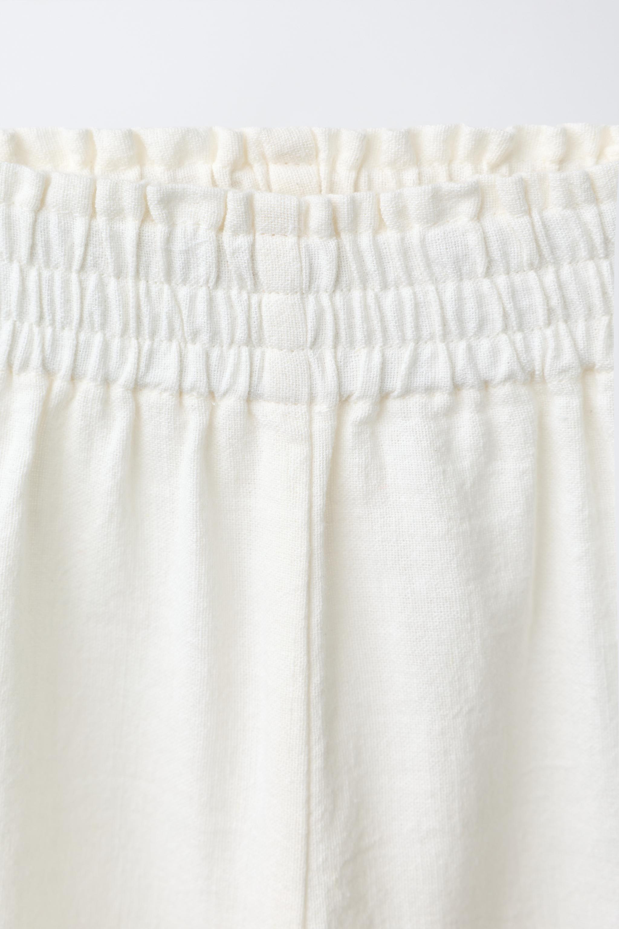 EMBROIDERED FLORAL COTTON BLEND AND LINEN CULOTTES | Zara UK