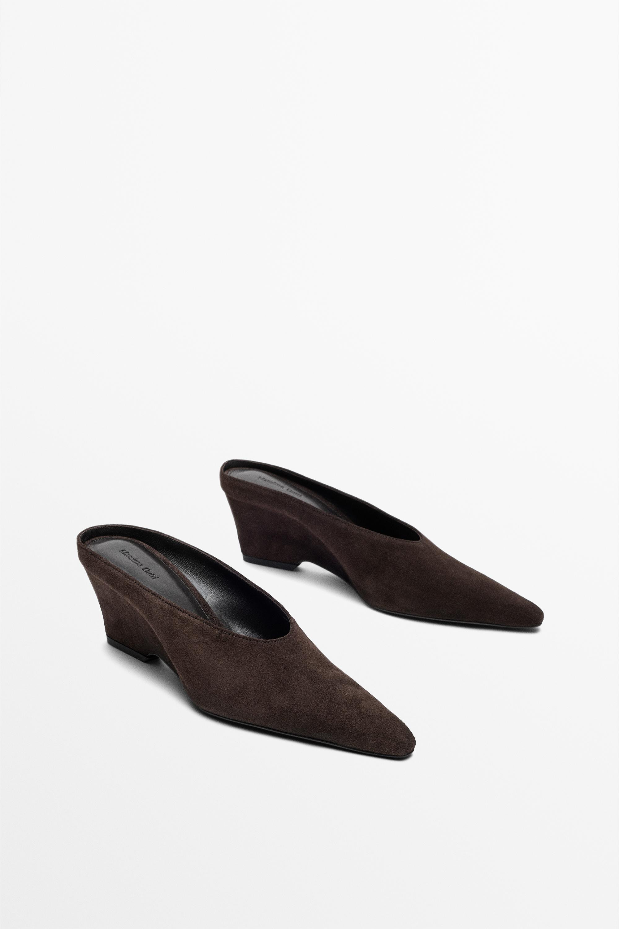 Leather slingback heel shoe | Massimo Dutti UK