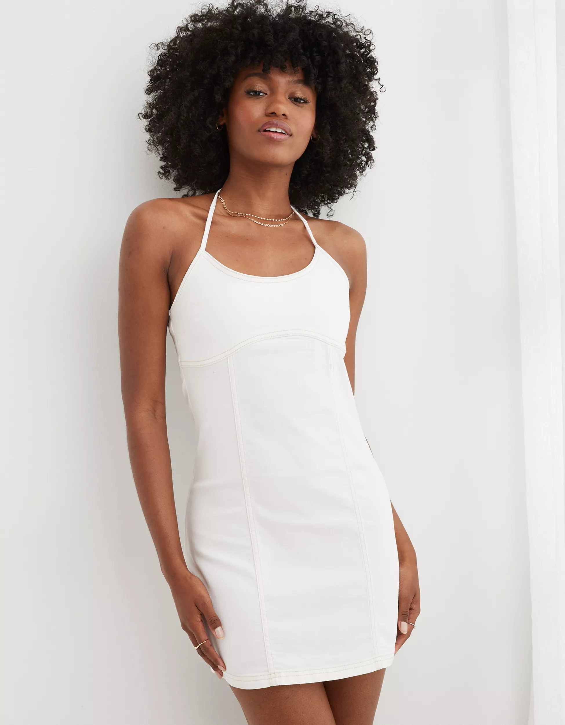 Aerie Corset Denim Halter Dress | Aerie