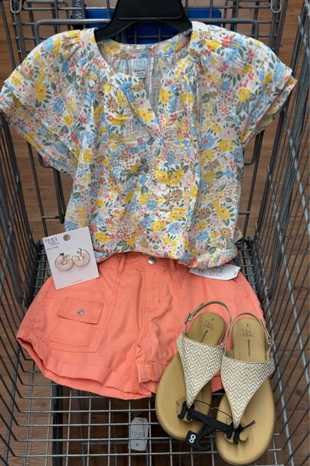 Walmart outfit idea with this $15 cotton top (it’s maternity but the small fit me just fine!). Cargo utility shorts have comfy elastic at the back of the waistband. I got my usual small. Lots of colors! 

#LTKstyletip #LTKfindsunder50 #LTKfindsunder100