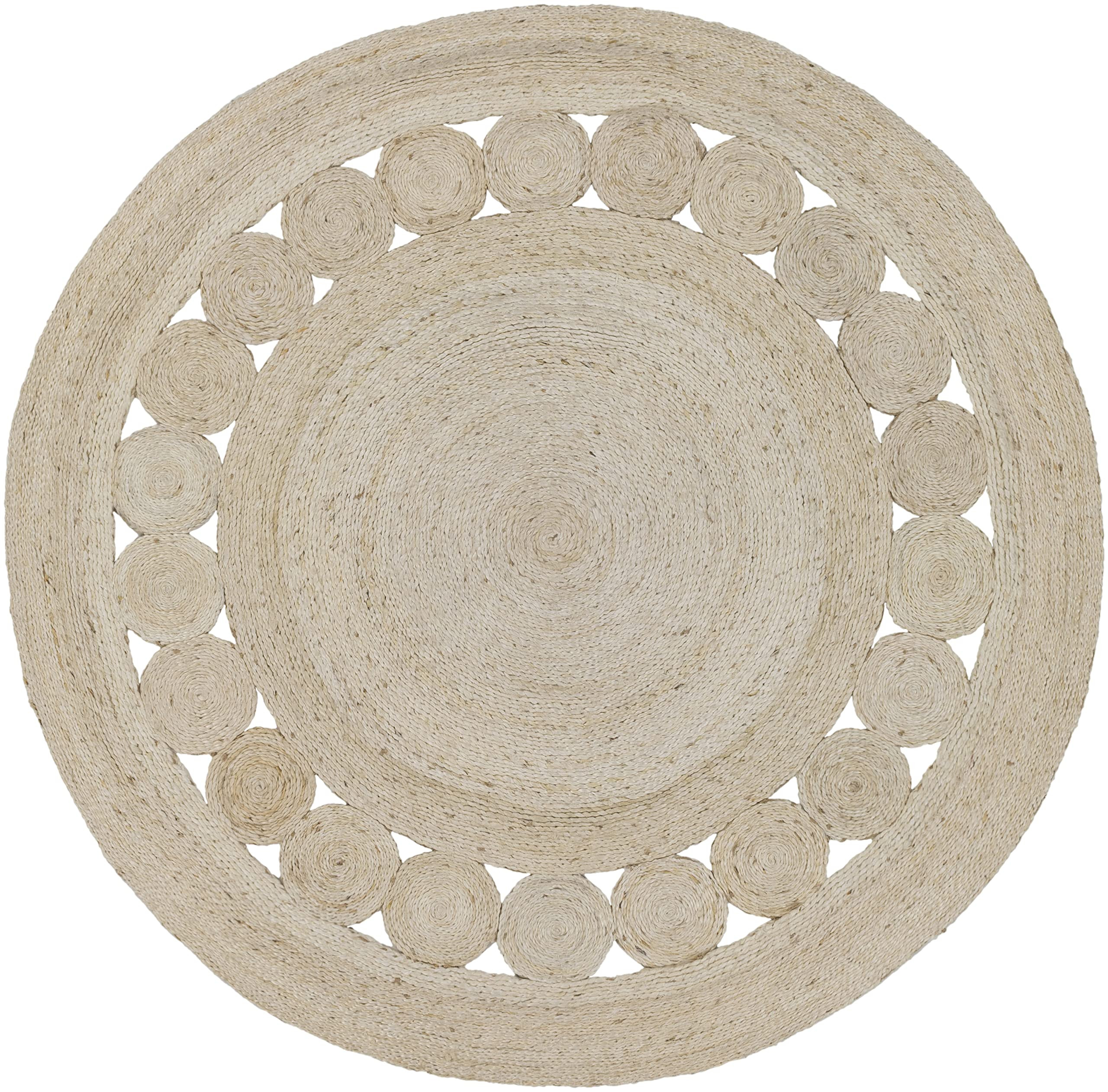 Mark&Day Jute Rugs, 5ft Round Beau Cottage Beige Area Rug, Beige Grey Carpet for Living Room, Bed... | Amazon (US)