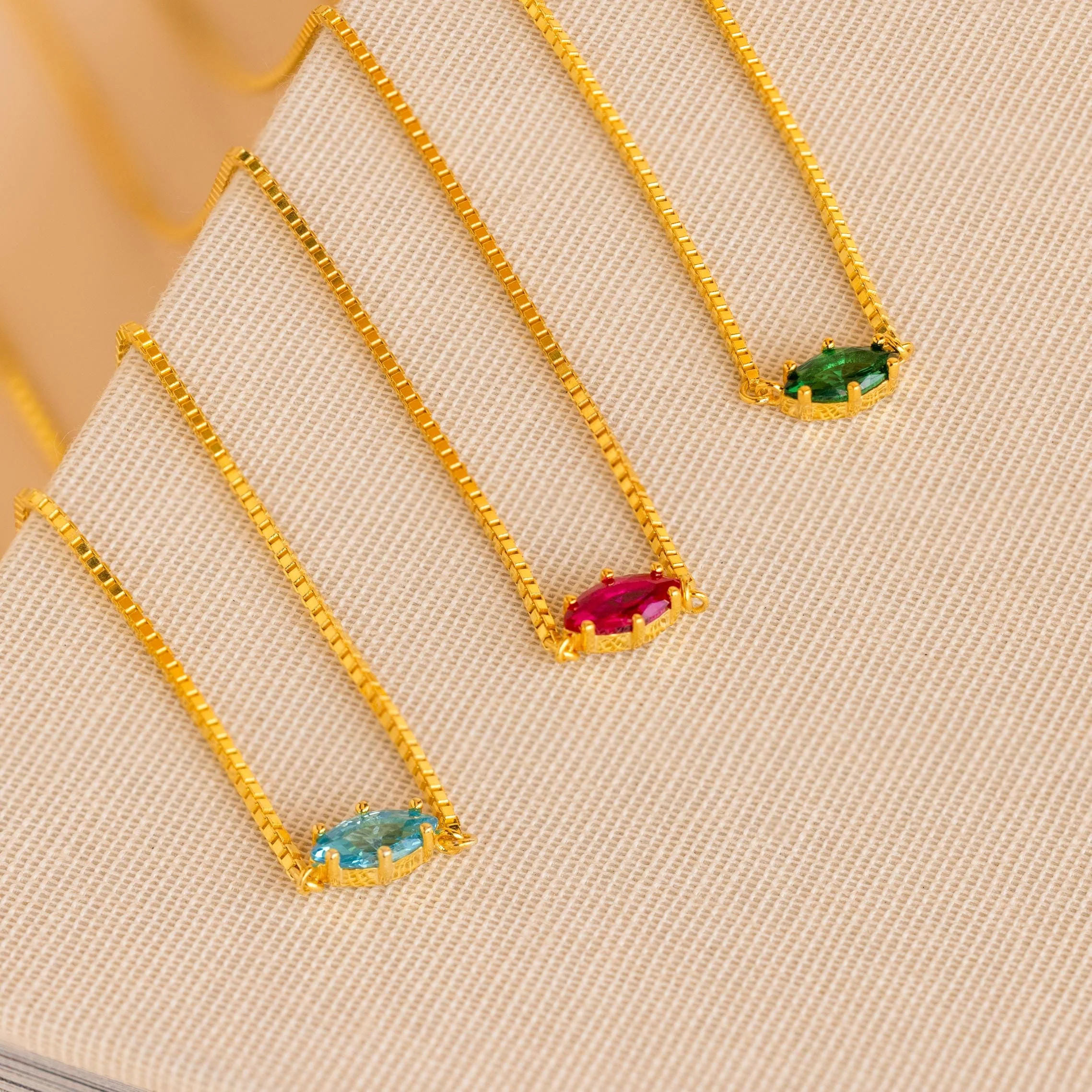 Dainty Marquise Birthstone Necklace | Caitlyn Minimalist