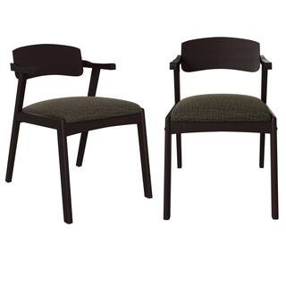 Handy Living Richman Mid Century Modern Dining Arm Chairs w/Brown Finished Back & Upholstered Seat C | The Home Depot