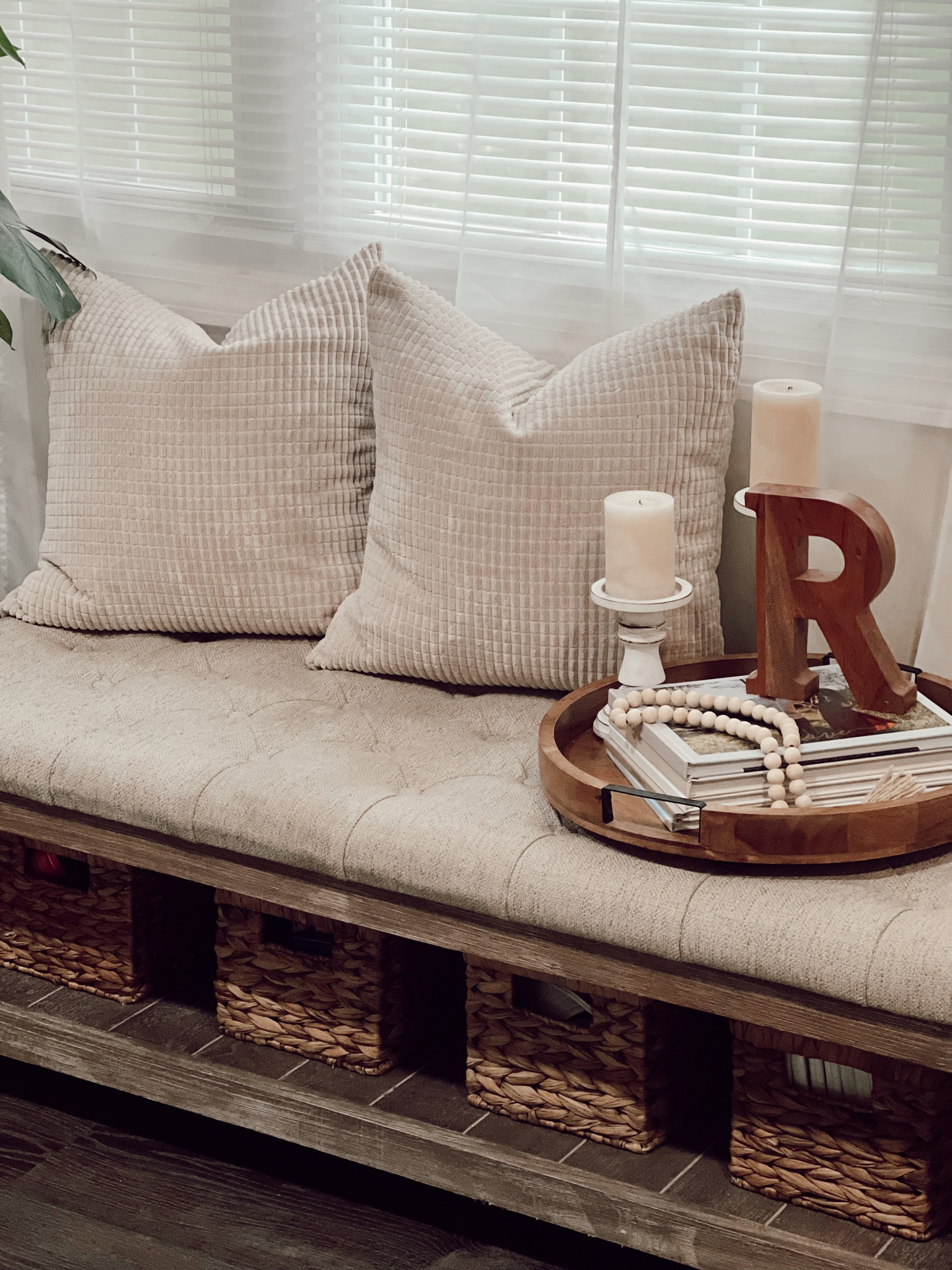 The bench in my living room under the main window. All about the beige and neutrals. Love this aesthetic.

#LTKSale #LTKfindsunder50 #LTKhome