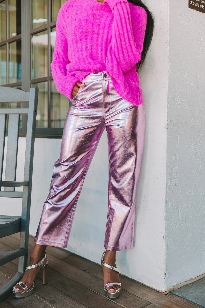 BuddyLove | Travolta High-Rise Metallic Pants | Ballet Slipper | BuddyLove