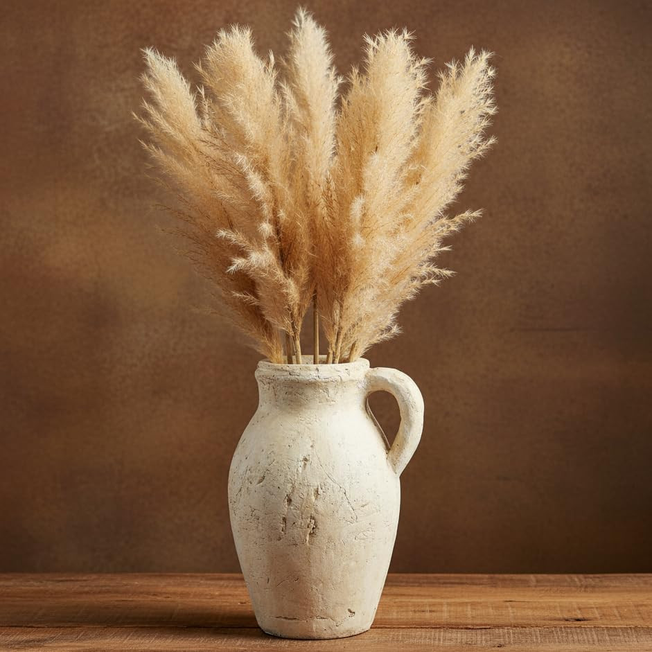 Rustic Clay Vase for Home Decor – 8.35" Tall Pottery Flower Vase, Water-Holding Vintage Jug wit... | Amazon (CA)