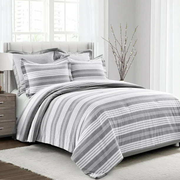 Lush Decor Farmhouse Striped 5 Piece Comforter Sets, King with Pillow Shams, Euro Shams - Walmart... | Walmart (US)