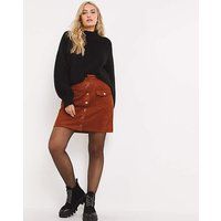 Rust Suedette Button Through Mini Skirt | Simply Be (UK)