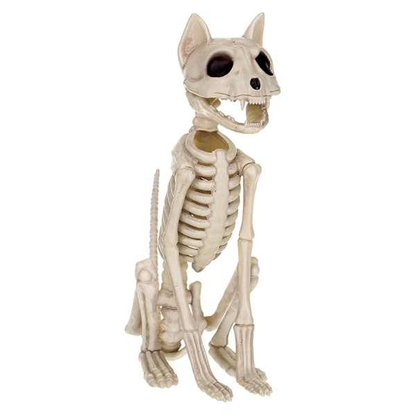 Halloween Sitting Cat Skeleton, 11", Natural, Plastic, sold by At Home | At Home