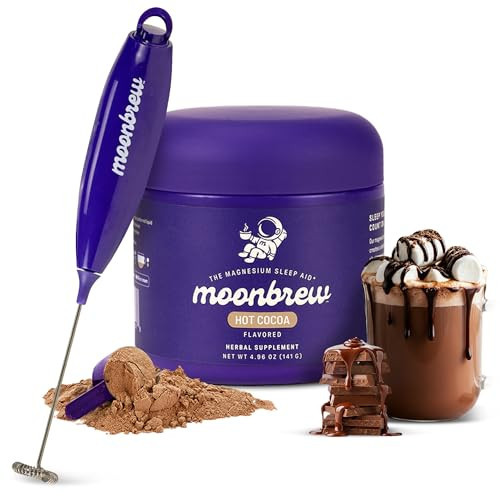 MoonBrew Sleep Aid Hot Cocoa Jar Drink Mix & Electric Milk Frother Bundle | Amazon (US)