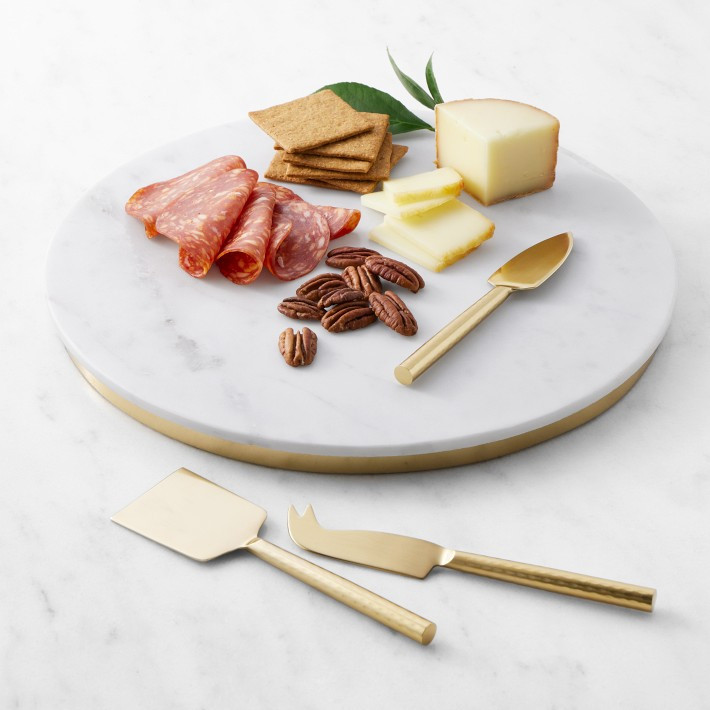 Marble & Brass Cheese Board with Cheese Knives | Williams-Sonoma