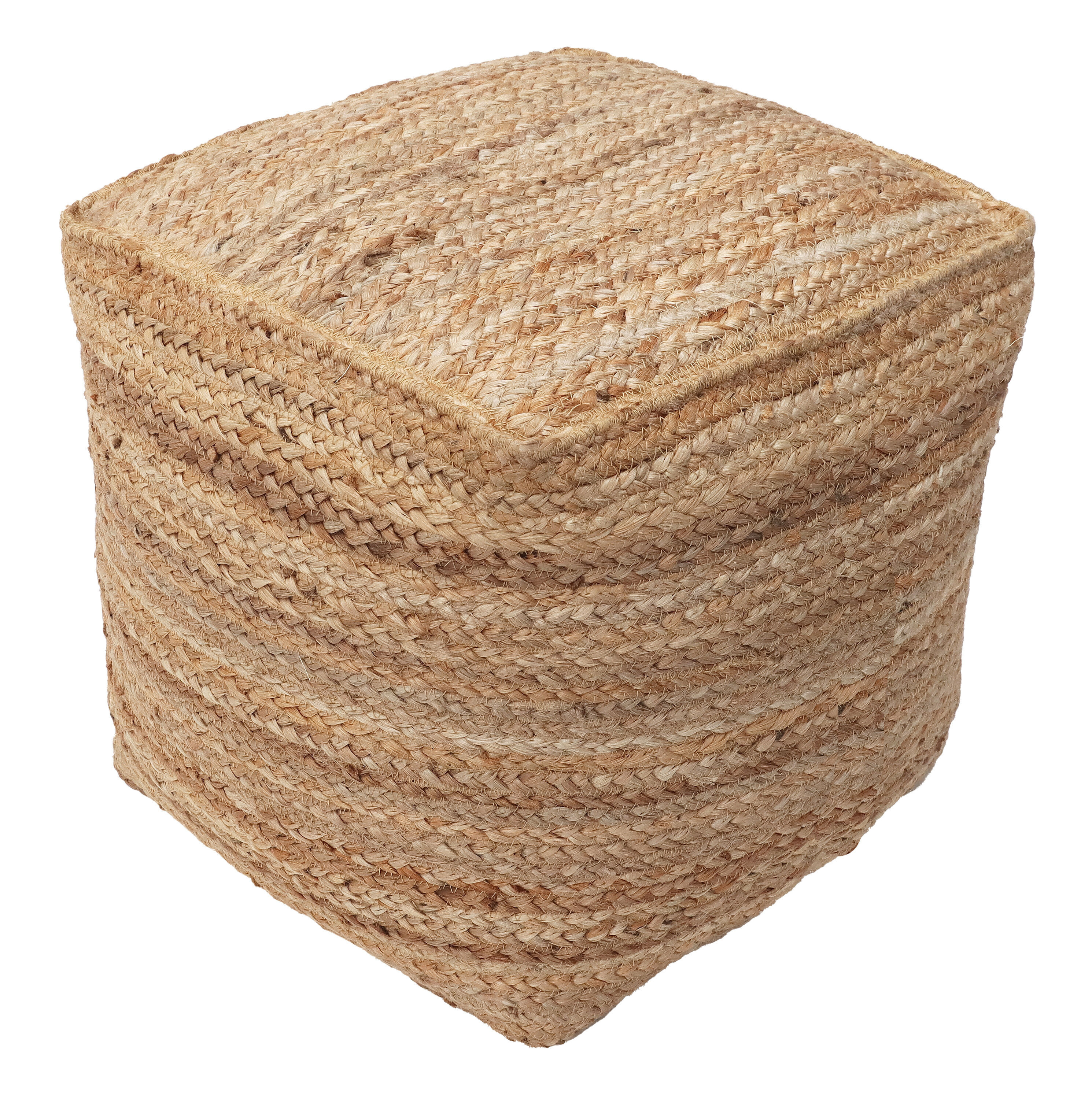 allen + roth Coastal Natural Jute Pouf Ottoman Cotton one_size in Gold | VO-SU-142-B | Lowe's