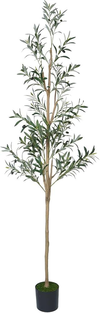 7ft (82'') Skinny Olive Tree Artificial Plants Indoor for Home Corner, Faux Olive Tree for Modern... | Amazon (US)