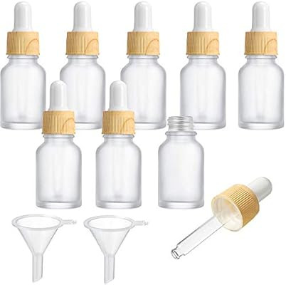 8 Pieces Frosted Glass Dropper Bottles Essential Oil Bottles with Eye Dropper and Bamboo Lids Per... | Amazon (US)