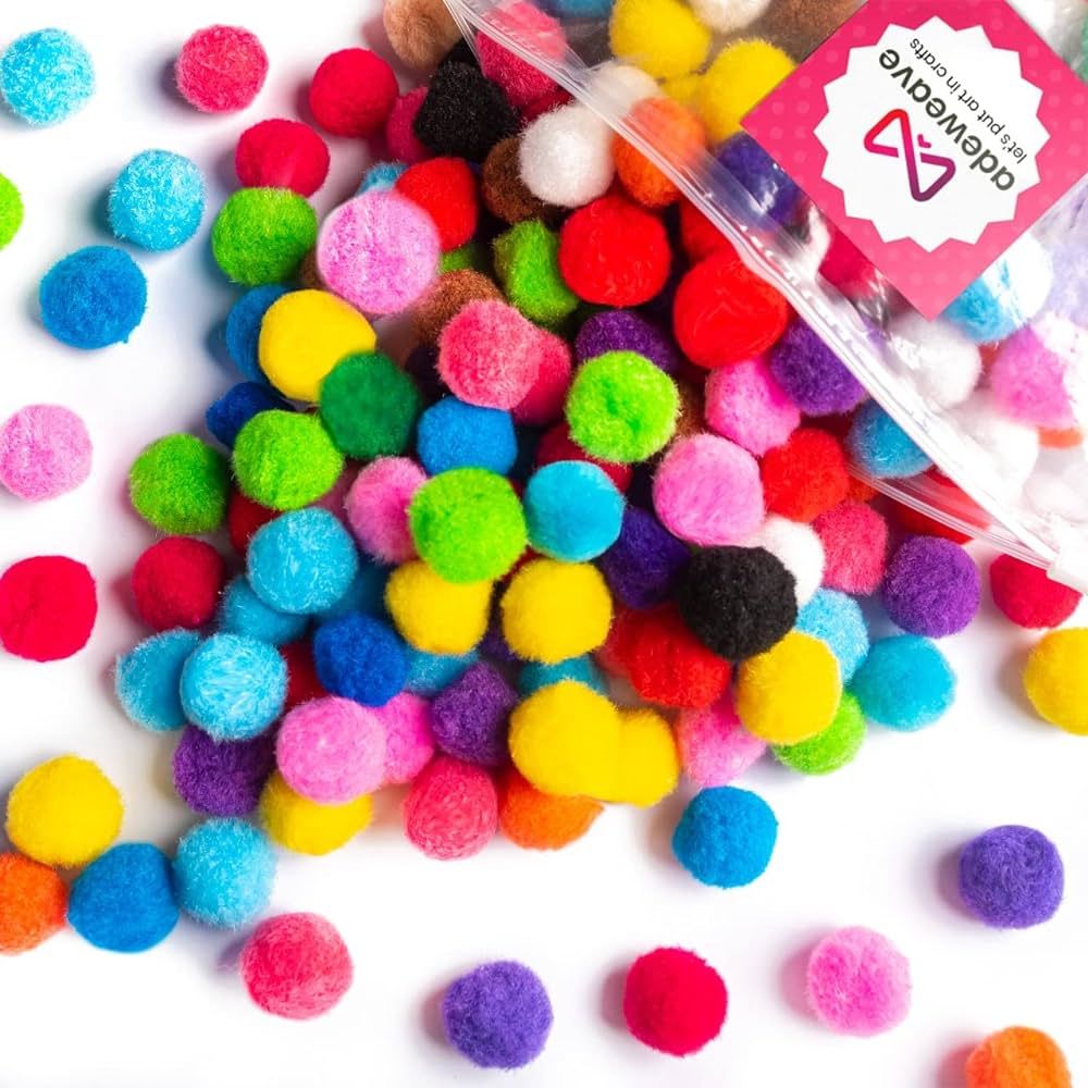 Adeweave [400] 1 Inch 300 Pom Poms with 100 gogly Eyes - Multicolor Pompoms for Crafts in Assorte... | Amazon (US)
