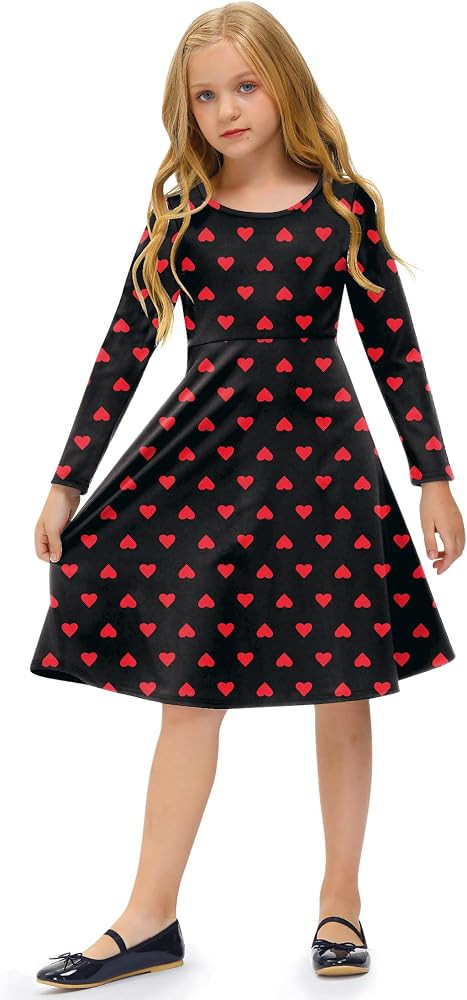 BesserBay Girls Valentine's Day Long Sleeve Midi Dress 1-10 Years | Amazon (US)